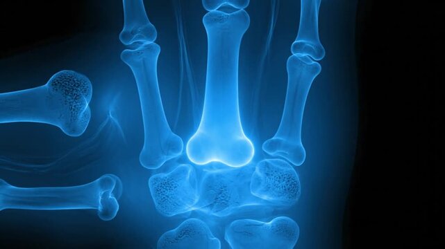 Xray image of human hand.