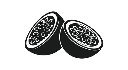 Two halved kiwi fruits presented side by side showcasing their seedy interiors in a striking silhouette high quality professional detailed © jivect02