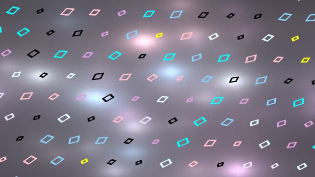 Abstract pattern of small colorful rhombus shapes on a glowing, blurred background with soft light flares, creating a modern digital texture.