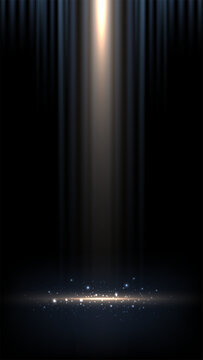 gold spotlight on dark stage background with shimmering particles for awards ceremony and luxury events
