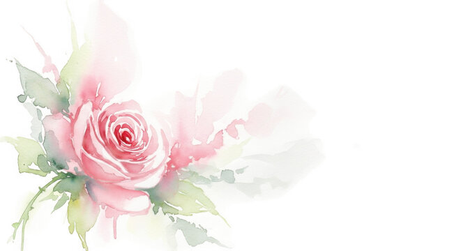 Beautiful pink rose watercolor illustration