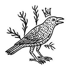 Fototapeta premium simple crow wearing a crown illustration