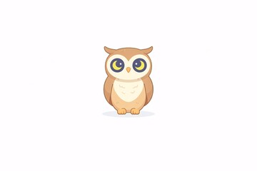 Obraz premium Minimalist Owl Illustration with Moon Eyes Surreal Design