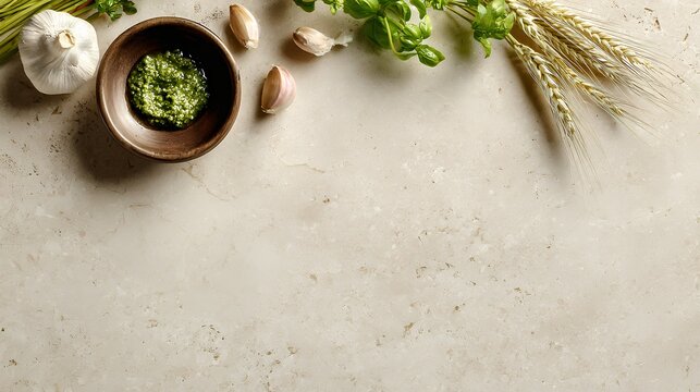 top down view of corn and pesto