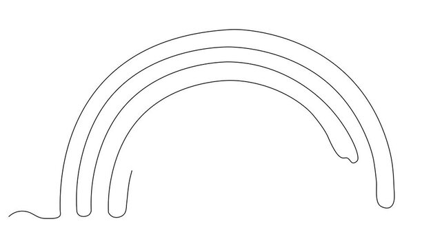 leprechaun's pot of gold and rainbow, St. Patrick's Day,  Self drawing animation one continuous line draw, logo on white background