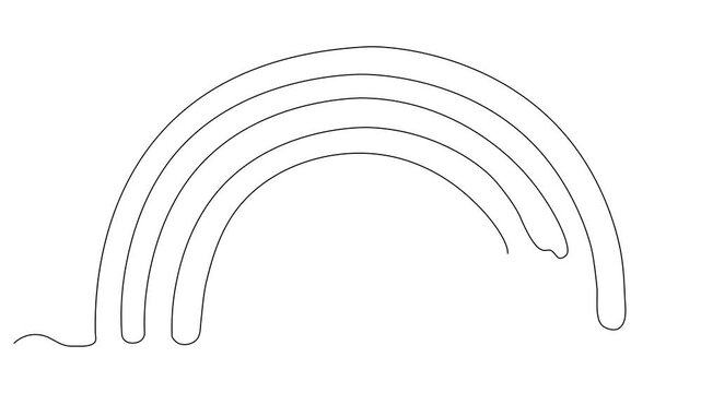 leprechaun's pot of gold and rainbow, St. Patrick's Day,  Self drawing animation one continuous line draw, logo on white background