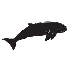 Obraz premium Dugong Silhouette Illustration Isolated on White Background
