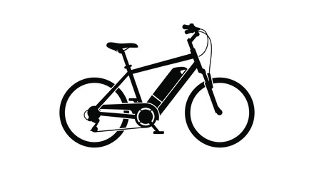 Fototapeta premium A striking black silhouette of a modern electric bicycle showcasing its frame and components silhouette high quality professional