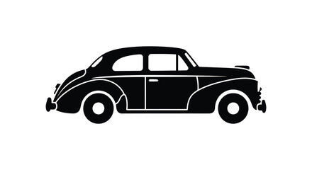 Fototapeta premium A classic vintage automobile is presented in a stark black profile against a white background silhouette high quality
