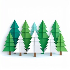 Fototapeta premium 3D green growth arrows with pine trees rising upward on white background success concept