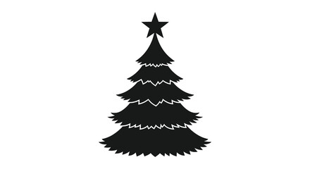 Obraz premium A stark black silhouette of a christmas tree with a star atop representing festive holiday cheer silhouette
