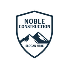 Noble Construction Company Logo with Mountain Emblem.