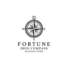 Vintage Fortune Iron Compass Logo Design.