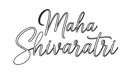 Elegant handwritten script typography of Maha Shivaratri Hindu festival text isolated on white background for religious celebration and greeting card design