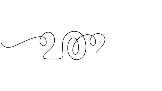 2026 continuous line drawing text animation. Typography vector design for Happy New Year greeting cards and poster vector illustration