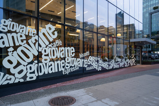 Vancouver, BC, Canada - Dec 22, 2023: Giovane Caff&egrave;, a modern Italian coffee bar located in the Deloitte Summit in downtown Vancouver, British Columbia.