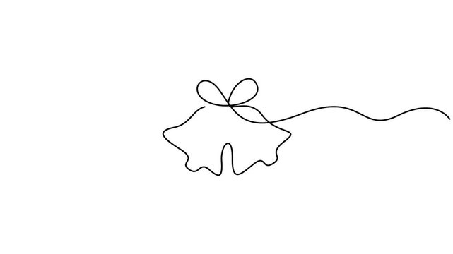 Self animated continuous one line drawing of two Christmas bells with a bow- Single line art Christmas bell icon
