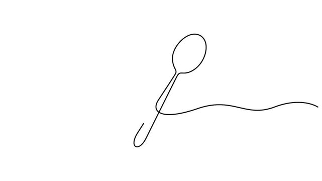 Animated self drawing continuous one-line drawing of a spoon, Concepts for restaurant logo vector illustration
