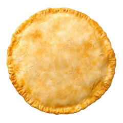 Golden crust pie top view perfect for baking isolated on white background