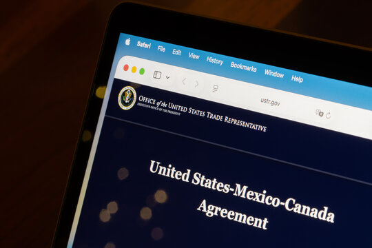 Portland, OR, USA - Jan 29, 2026: Webpage of the United States-Mexico-Canada Agreement (USMCA), on the website of the Office of the United States Trade Representative (USTR).