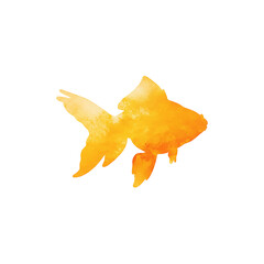 Fototapeta premium Orange Goldfish Silhouette with Watercolor Texture Isolated on a Clean White Background in a Vibrant Style