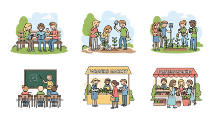 Obraz premium Diverse group of people engaged in various community activities.