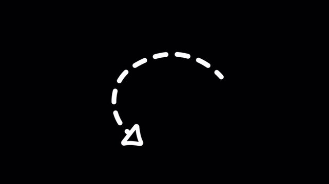 Back arrow undo refresh return circular dashed animation icon 4k Alpha channel