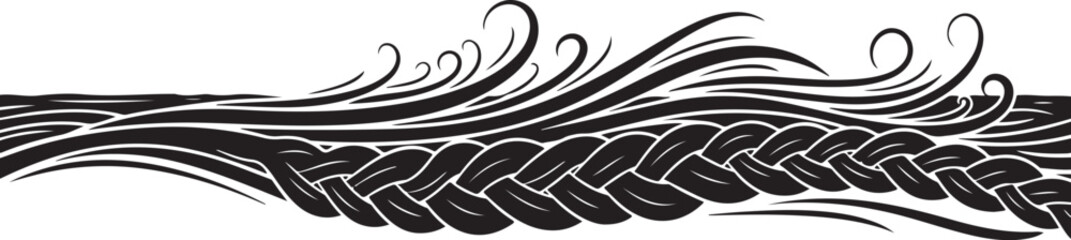 Obraz premium Elegant black and white swirling floral border design element