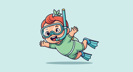 Cute baby snorkeling underwater with mask and fins. © NFS Studio