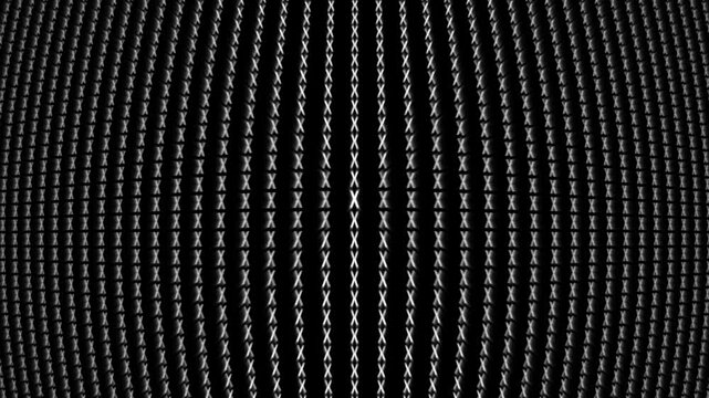 Abstract white curved vertical x shape pattern on black background