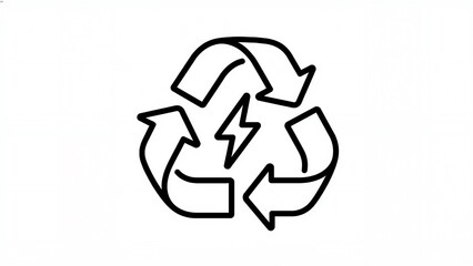 Fototapeta premium Recycling symbol with lightning bolt