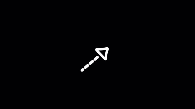 Hand drawn arrow doodle pointer up right direction sketch animation cursor path 4k Alpha channel