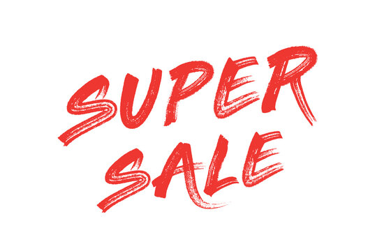 Super sale &ndash; simple vector graphics without unnecessary additions, red lettering on a white background ver 3