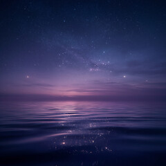 幻想的な星のきらめきが静かな水面に反射し、波紋が広がる神秘的で癒しの雰囲気を感じさせる自然風景の美しいストックフォト素材