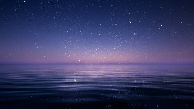 夜空から舞い降りた無数の光が水面に揺れて反射し、幻想的な空間を演出する神秘的で非現実的な癒し系の自然背景イメージ素材