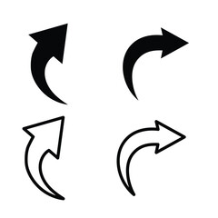 Arrow icon set with outline and solid styles isolated on white background