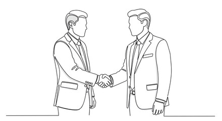 Two businessmen shaking hands agreement illustration