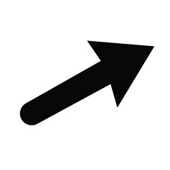 Arrow icon pointing upward and to the right isolated on white background