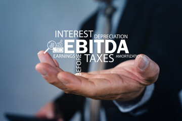 EBITDA Concept in Businessman Hand for Corporate Profitability and Finance Analysis