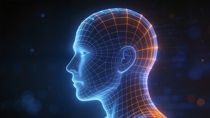 Digital wireframe human head
