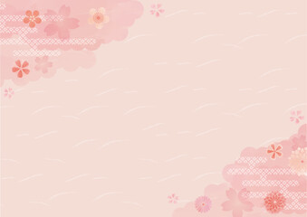 Japanese paper and cherry blossom traditional Japanese pattern background material