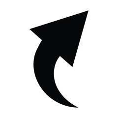 Arrow icon pointing upward and curving right isolated on white background