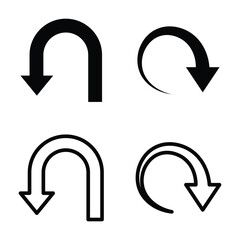 Set of directional arrows showing cyclic movement isolated on white background