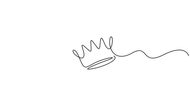 Self animated minimalist single continuous line illustration of a crown vector illustration