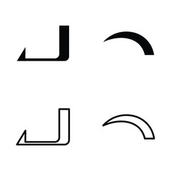 Simplified geometric shapes and arcs isolated on white background