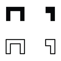 Abstract geometric shapes in black and white isolated on white background