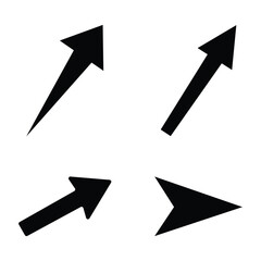Set of four black arrows pointing in different directions isolated on white background