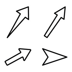 Set of four unique directional arrows isolated on white background