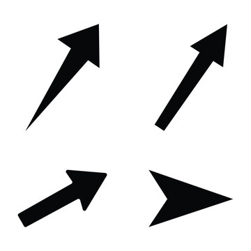 Set of four black arrows pointing in different directions isolated on white background