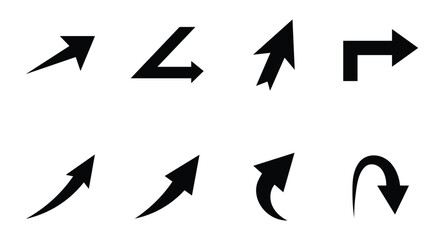 Collection of directional arrows in various styles isolated on white background